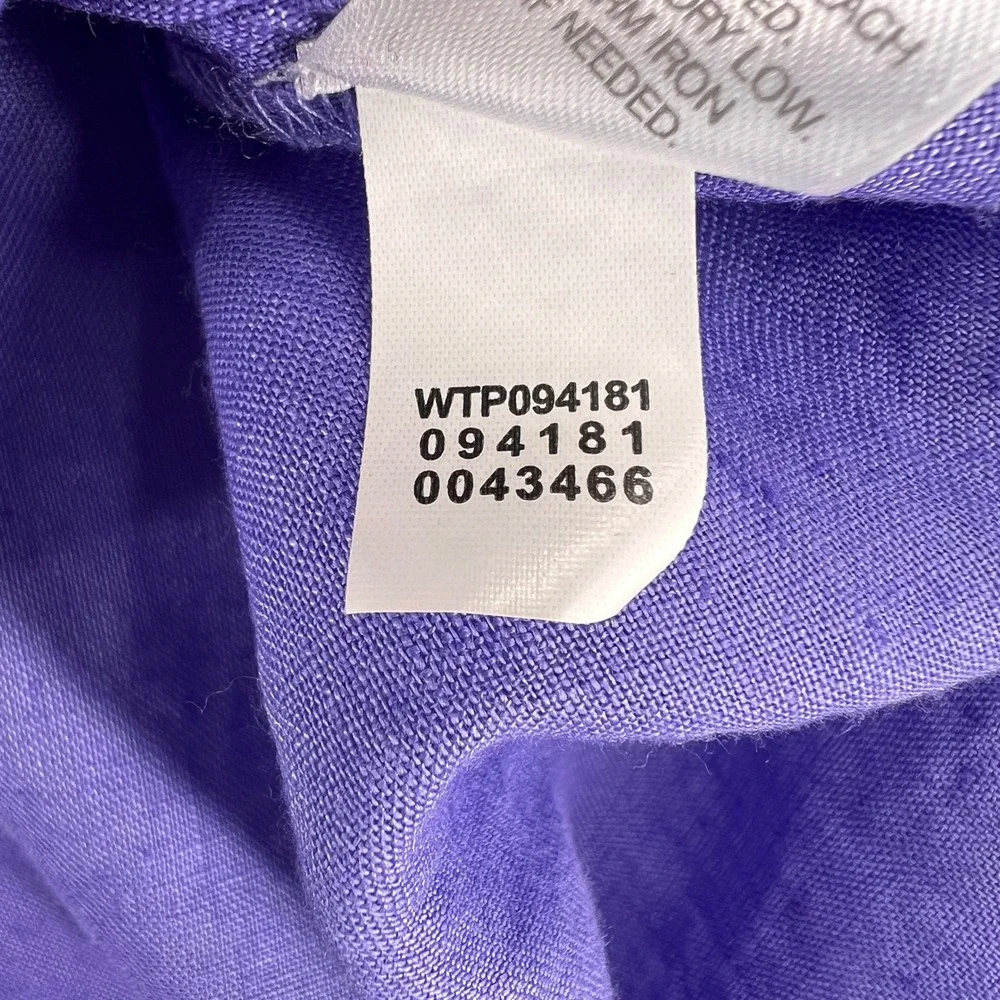 J.Jill Love Linen Essential Button Front Shirt Women XL Purple Minimal Coastal - Picture 10 of 11